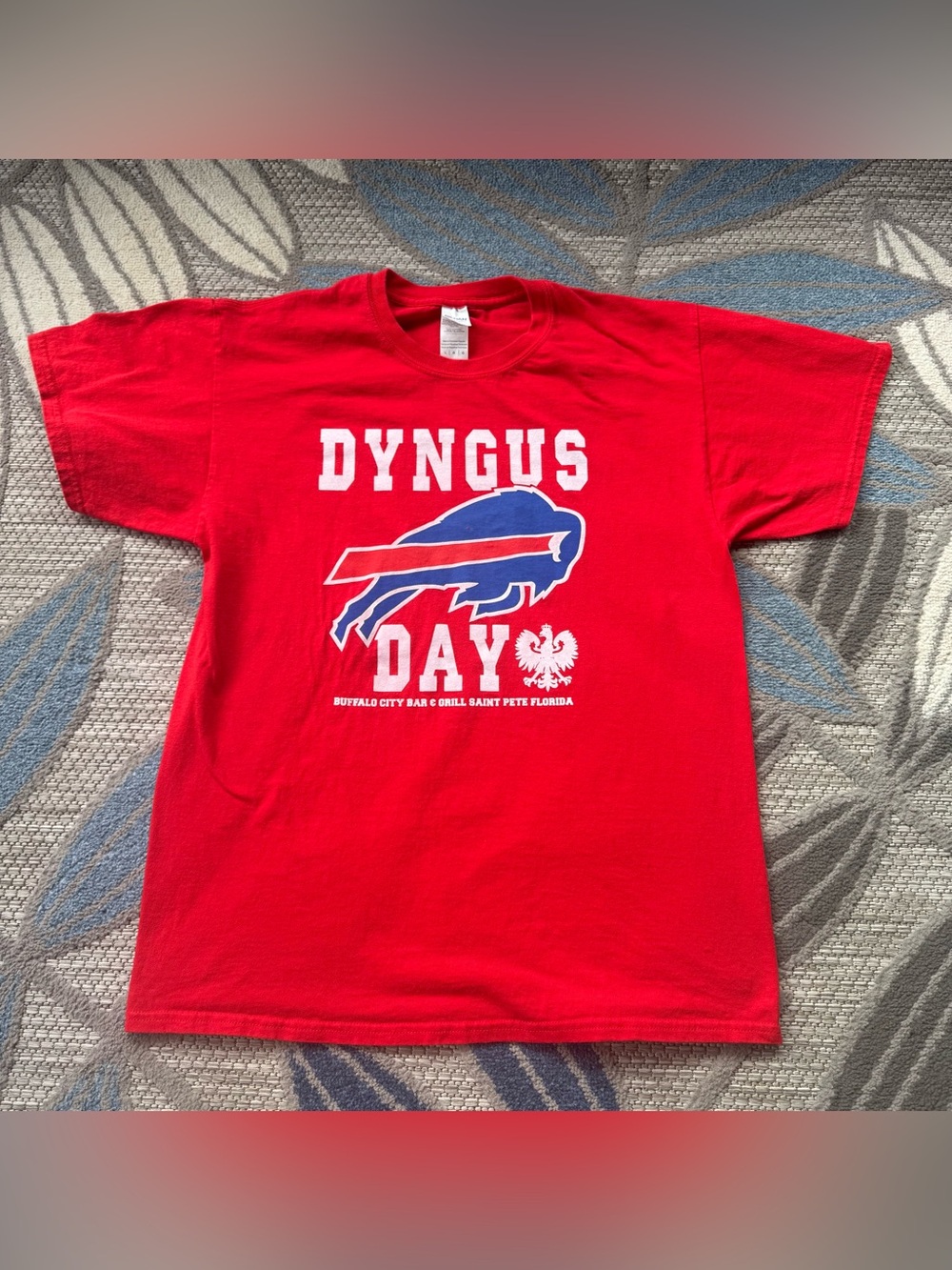Buffalo Bills Dyngus Day Short Sleeve Gildan Tee Men’s Size Large Red